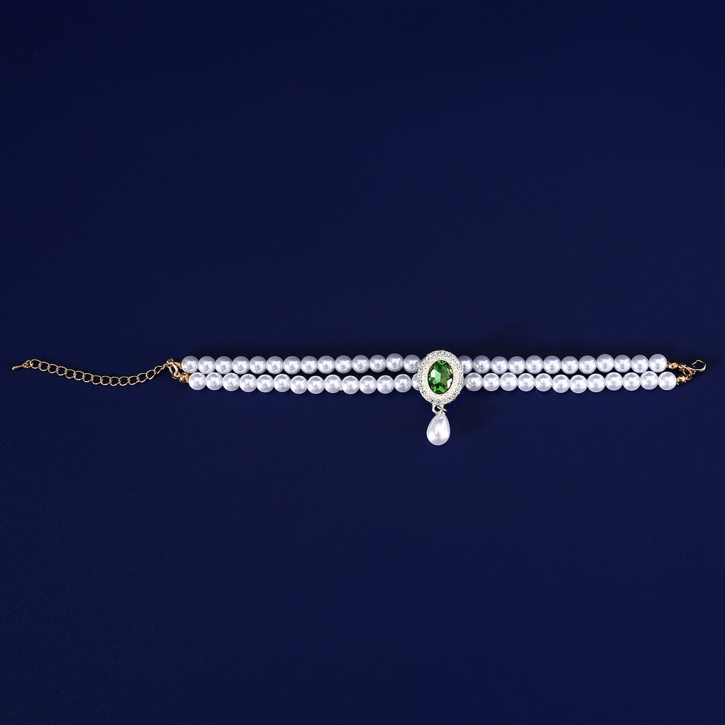 Double-Layer Pearl Pet Necklace Maltese Puppy Luxurious Color Gem Pendant Princess Collar