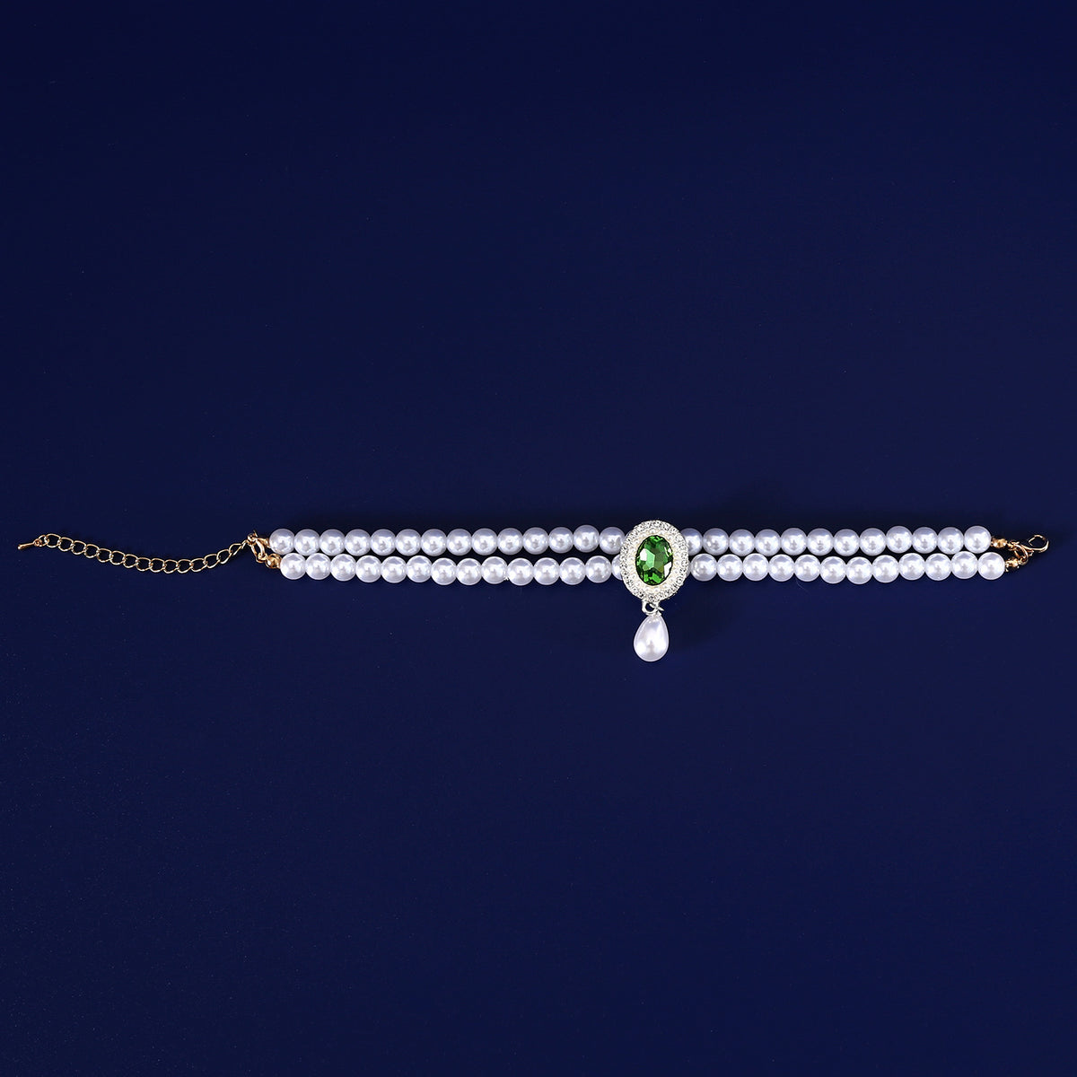 Double-Layer Pearl Pet Necklace Maltese Puppy Luxurious Color Gem Pendant Princess Collar