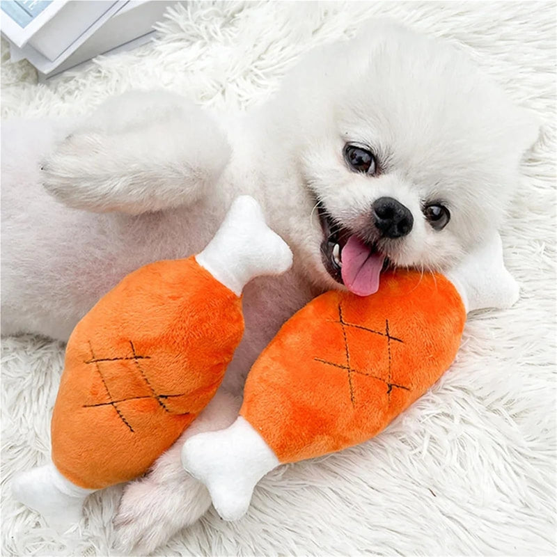 Plush Chicken Leg Dog Teething Toy