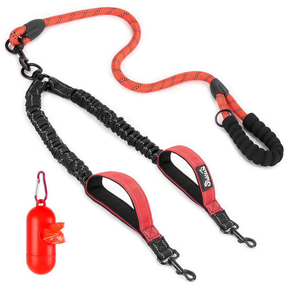 Anti-Escape Double Dog Leash with Reflective Strap