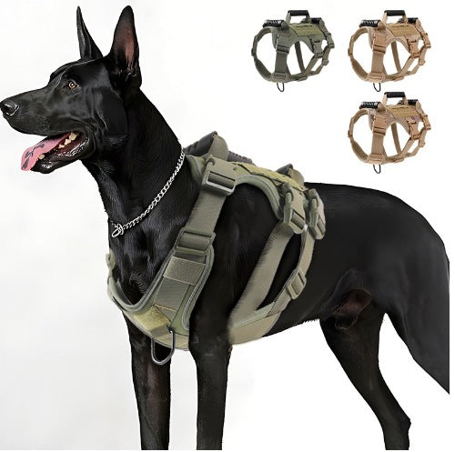 Pet Dog Anti-Breakaway And Anti-Rush Reflective Breathable Chest Harness For Walking Medium And Large Dogs, Tactical Chest Harness