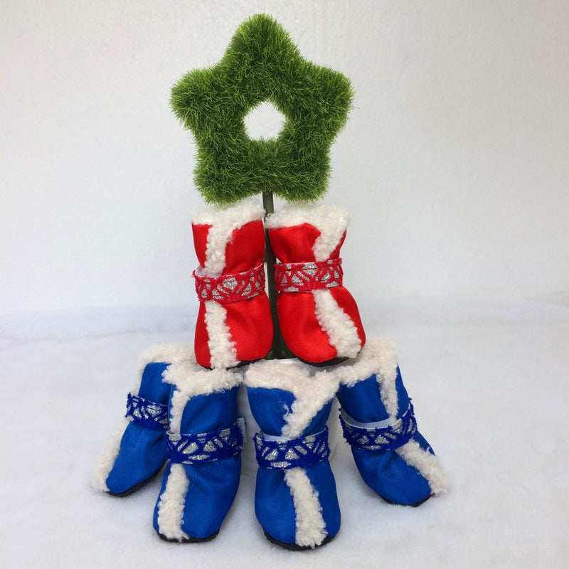 Christmas Pet Shoes Cotton Snow Boots Padded Waterproof