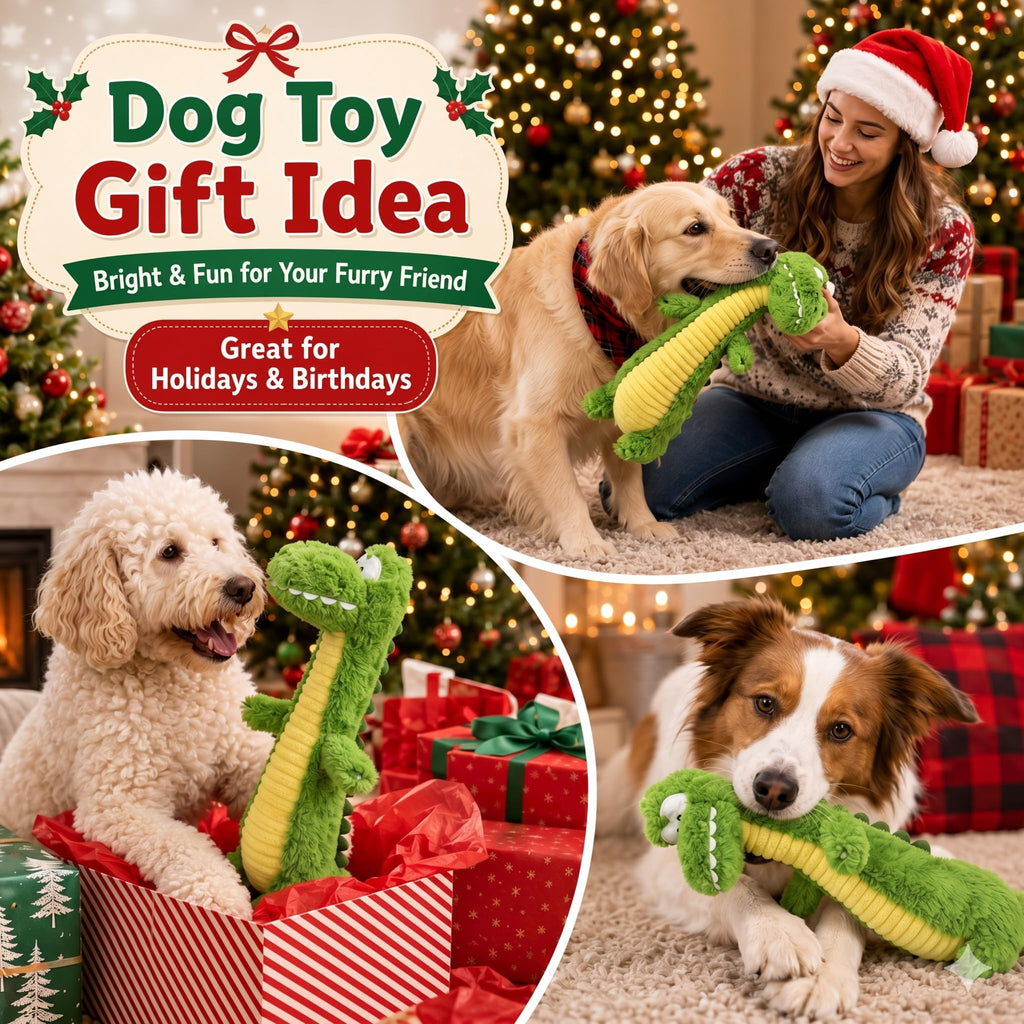 Squeaky Dog Plush Chew Toy, Interactive Tug Squeaky Toy For Chewers, Medium & Large Dogs & Fetch Play, Stuffed Long-Neck Toy With Soft Plush