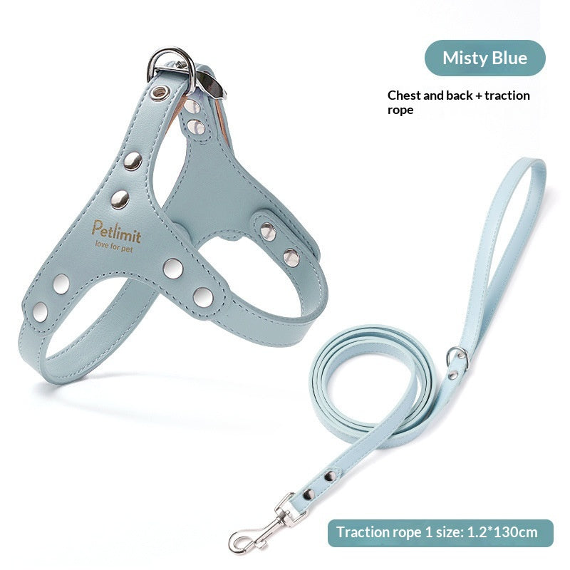 Leather Chest Harness and Leash for Small Dogs