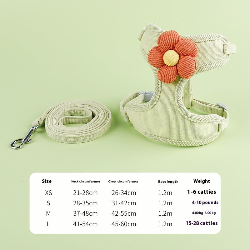 Pet Flower Hand Holding Rope Vest Chest Back