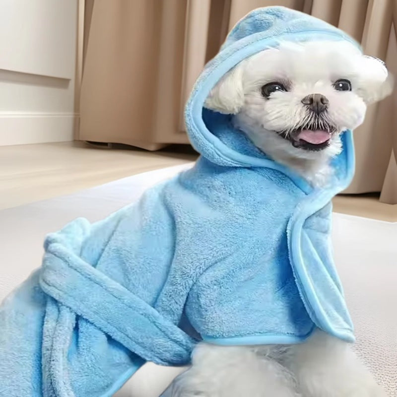 Soft Thickened Coral Fleece Dog Bathrobe