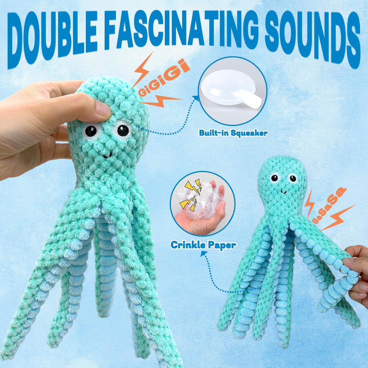 Dog Toys Squeaky Crinkle For Aggressive Chewers, Plush Puppy Toy 5 Pack Puppy Chew Toys For Teething, Tough Durable Stuffed Plush Dog Toy Fo