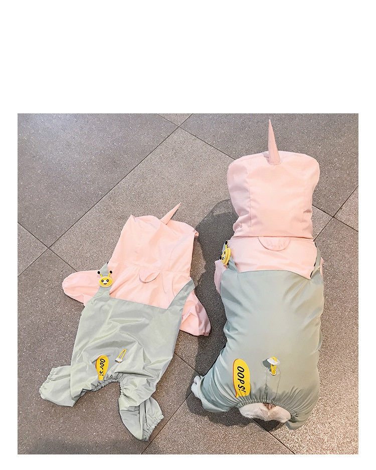Four Foot Waterproof Full Bag Small And Medium-Sized Dog Raincoat
