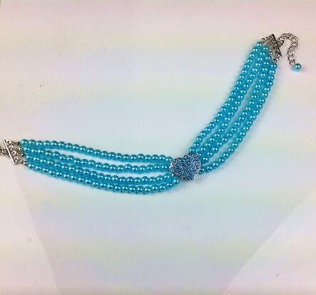 Four Rows Of Pearl Heart-Shaped Pet Collar