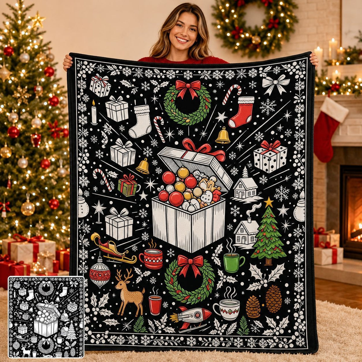 Christmas DIY Coloring and Doodling Blanket