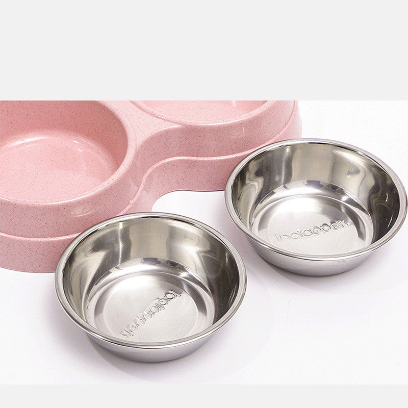Round Two-In-One Drinking Water Feeding Dual-Purpose Dog Bowl