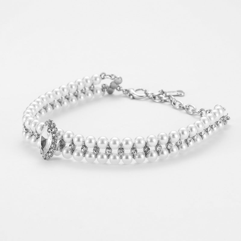 Pet Supplies Collar Hand Holding Rope Pearl Necklace Small And Medium-Sized Dogs Collar Ornament