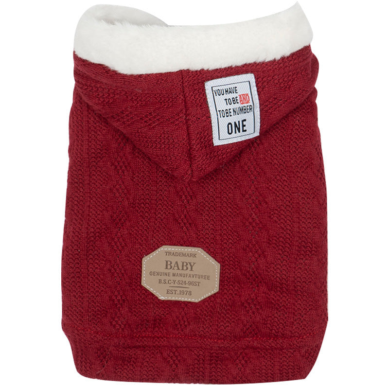 Autumn And Winter Thick Warm Hooded Sweater Pet Clothing