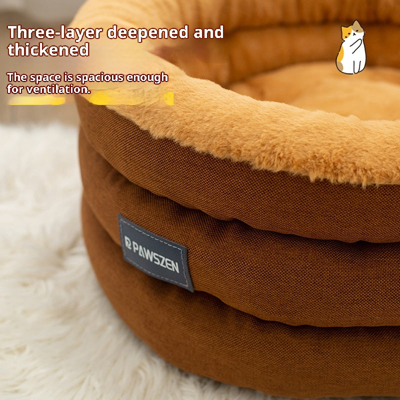 Round Pet Bed Winter Thickened Large Kennel