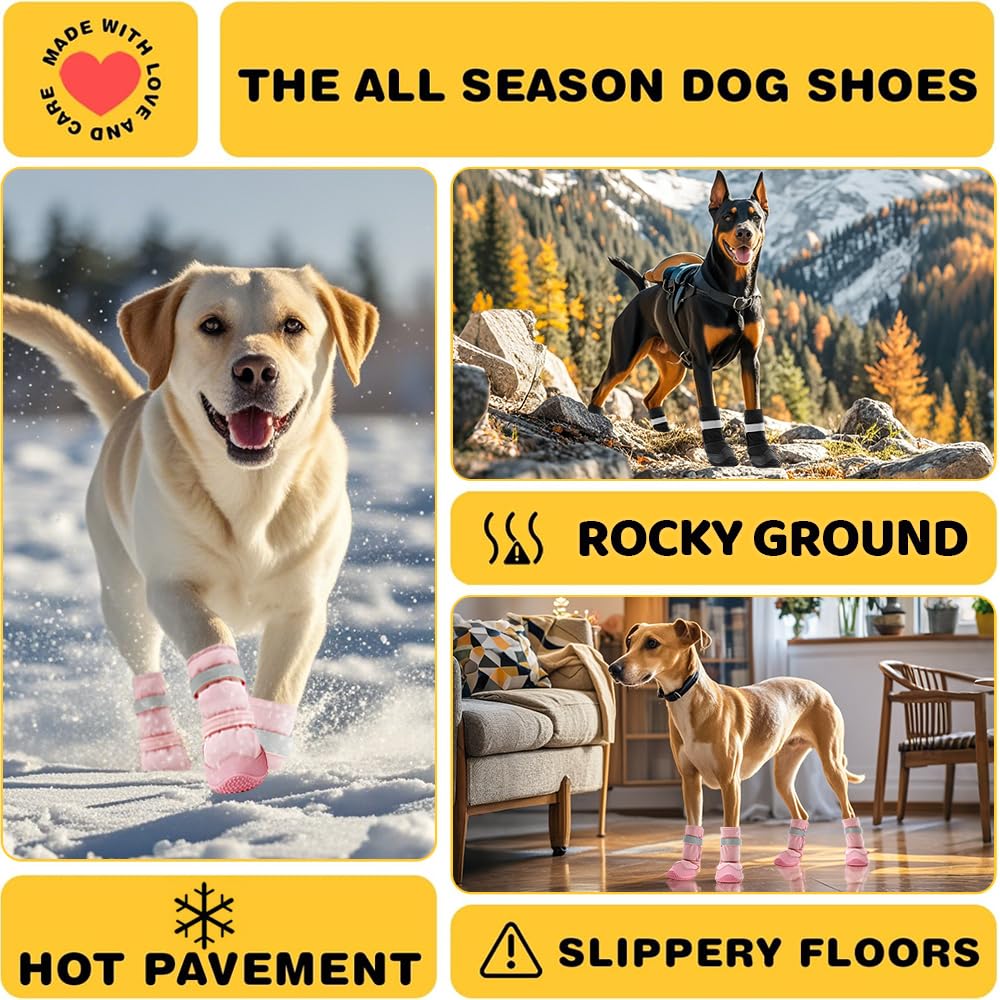 Reflective Anti-Slip Dog Boots