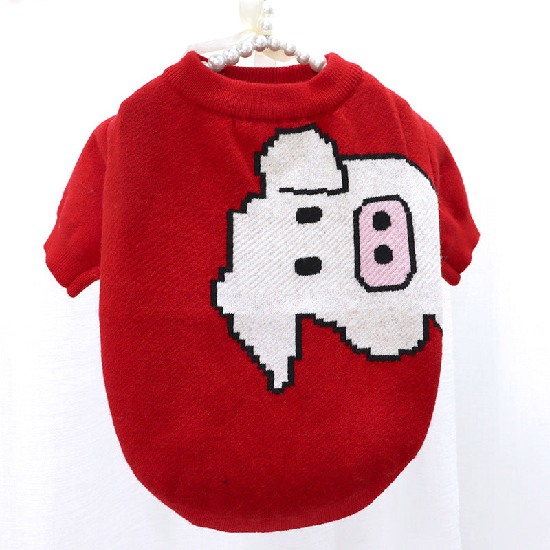 Button Cartoon Dog Sweater For Autumn And Winter