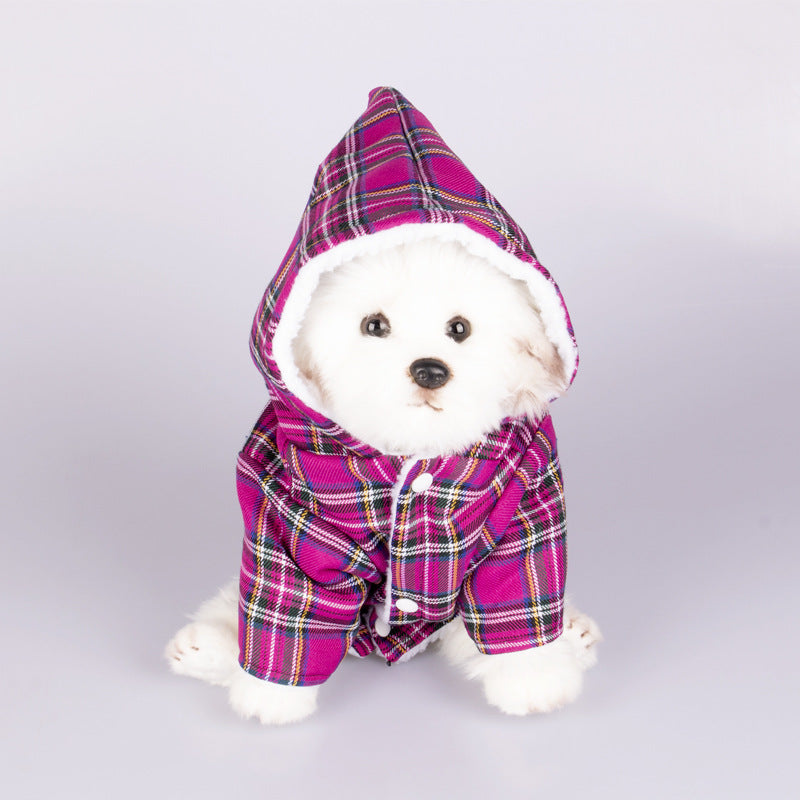 Plaid Hooded Dog Sweater