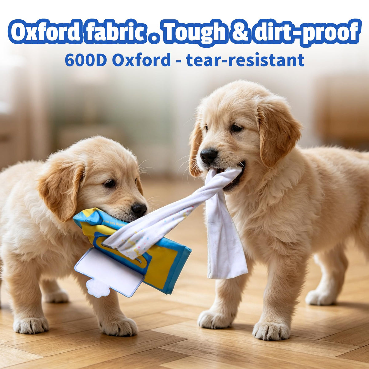 Dog Tissue Box Toy, Snuffle Treat Puzzle With Squeaker Tissue Box Toy With 47.2-In Pull-Out Fleece, Hidden Treat, Squeaker And Oxford Pouch