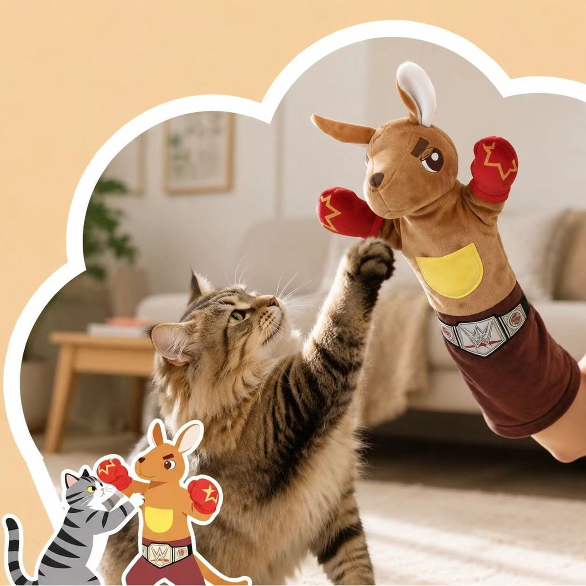 Kangaroo Plush Catnip Wrestler Toy