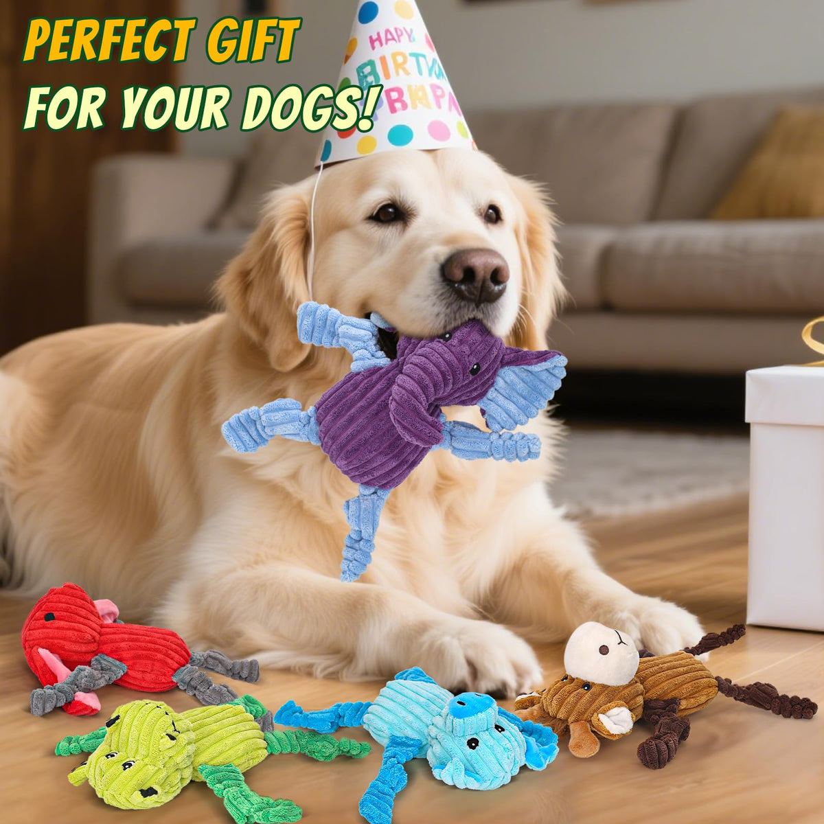 5 Pack Squeaky Dog Toys,Tough Stuffed Plush Dog Toys For Large Medium Small Dogs, Durable Plush Animal Dog Toy Bundle,Puppy Toys To Keep The