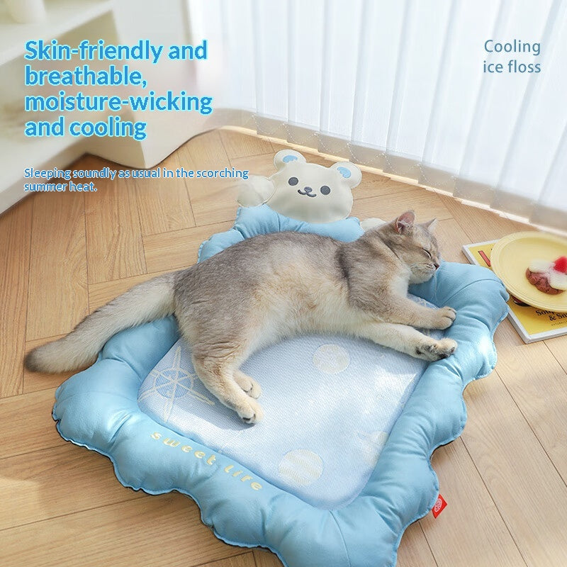 Dog-Shaped Ice-Silk Summer Sleeping Mat