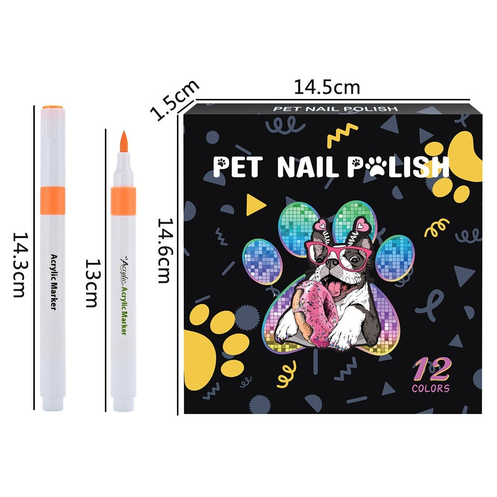 Twelve Color Dog Nail Pen Set