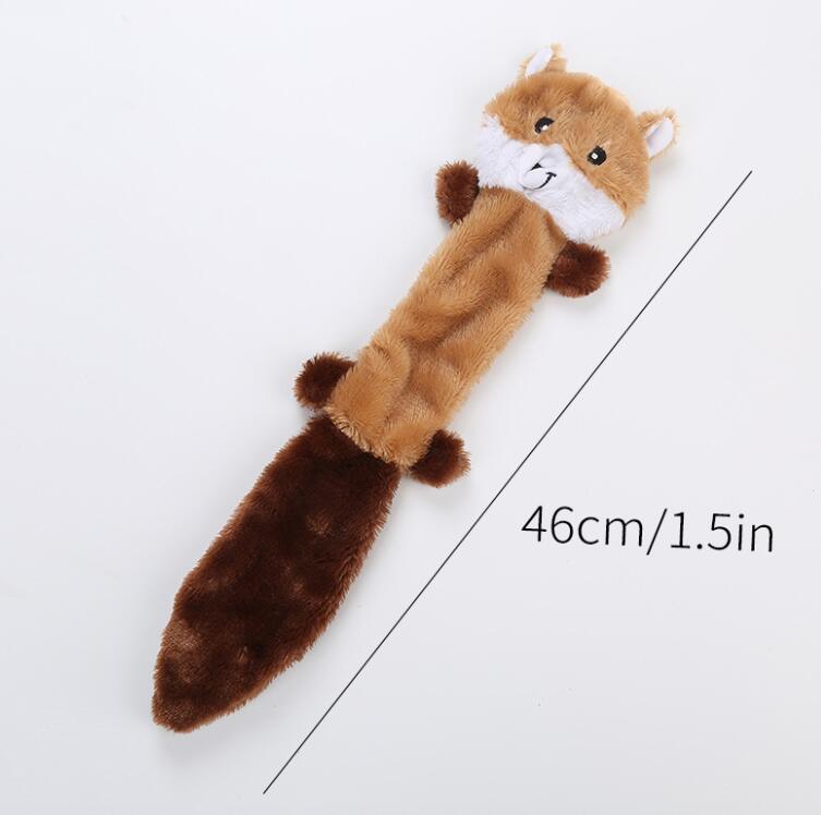 Peltz - Fox Raccoon Squirrel No Stuffing Squeaky Dog Toys, Unstuffed Chew Toy For Small & Medium Breeds Soft Plush Toys Flat No Stuffing Pup
