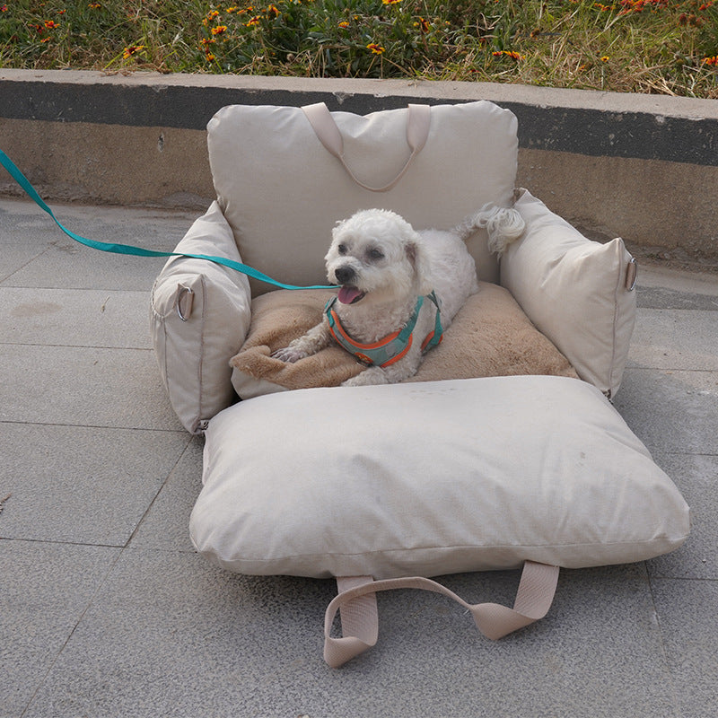 Linen Car Safety Seat Dog Bed