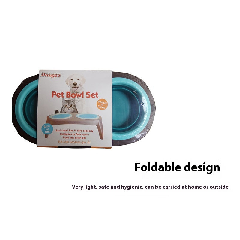 Pet Feeder Tpr Dog Bowl Folding Double Bowl