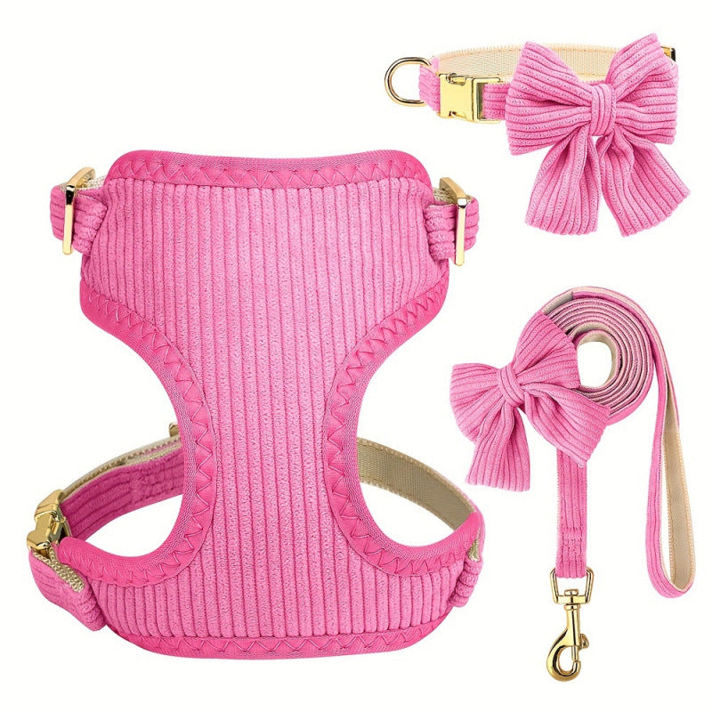 Solid Color Pet Vest Harness With Bow