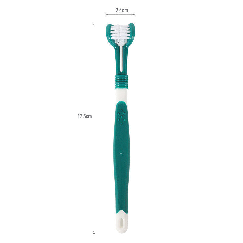 Three-Head Plastic Pet Toothbrush