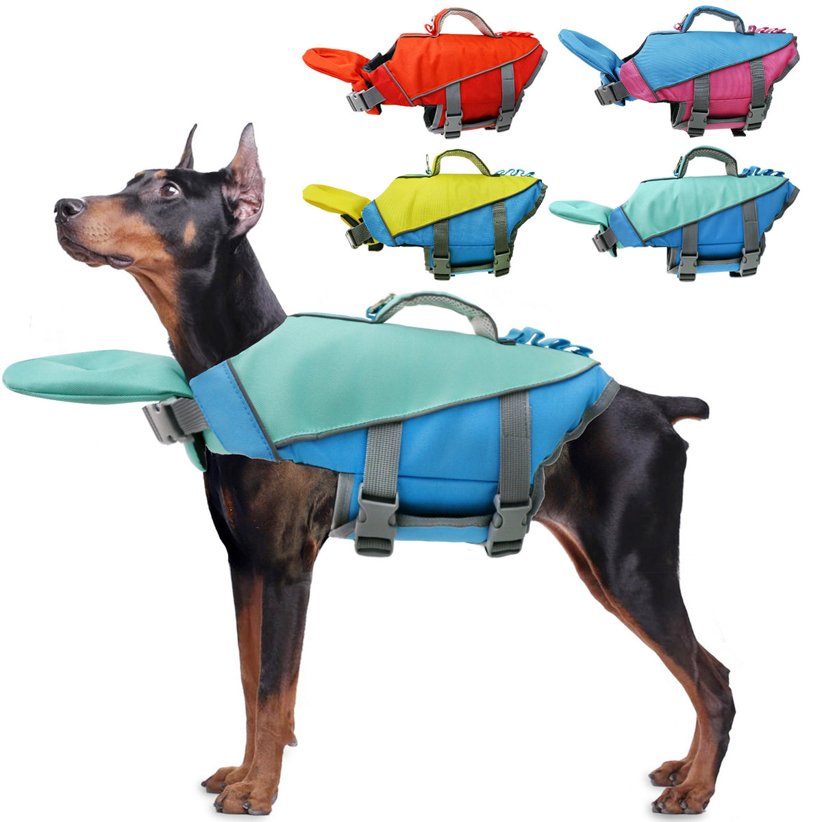 Reflective Patchwork Dog Swim Life Jacket