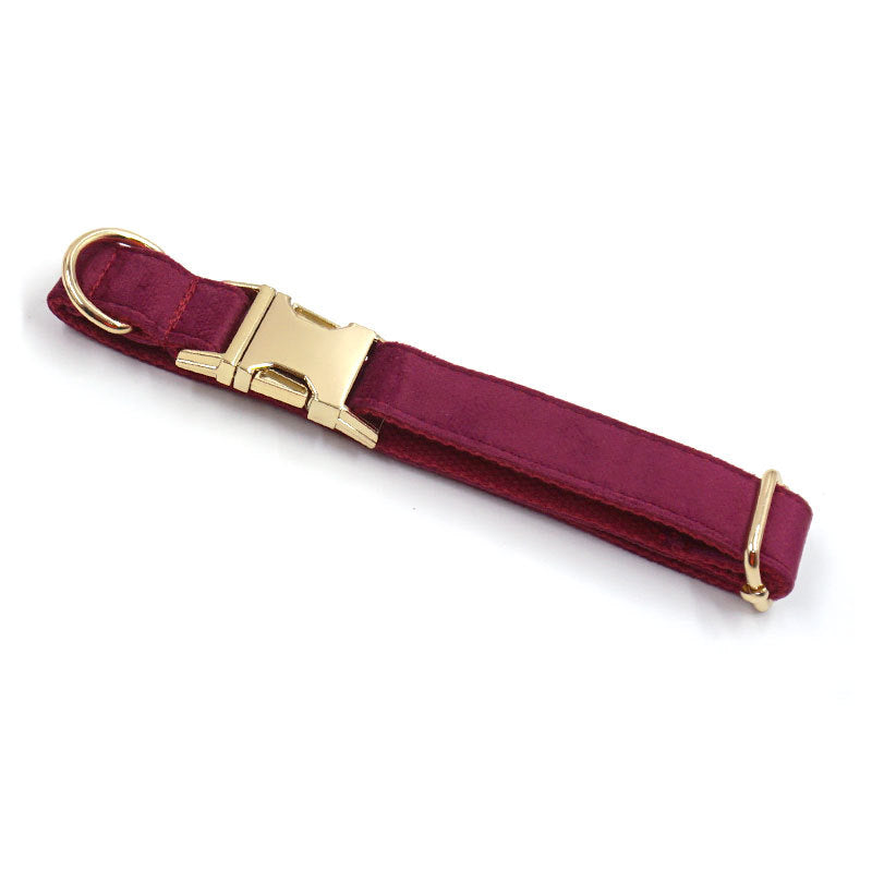 Soft Burgundy Velvet Dog Collar
