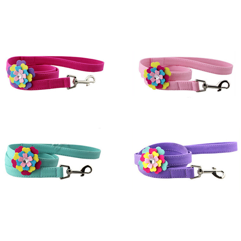 Velvet Flower Pet Chest Harness Traction Rope
