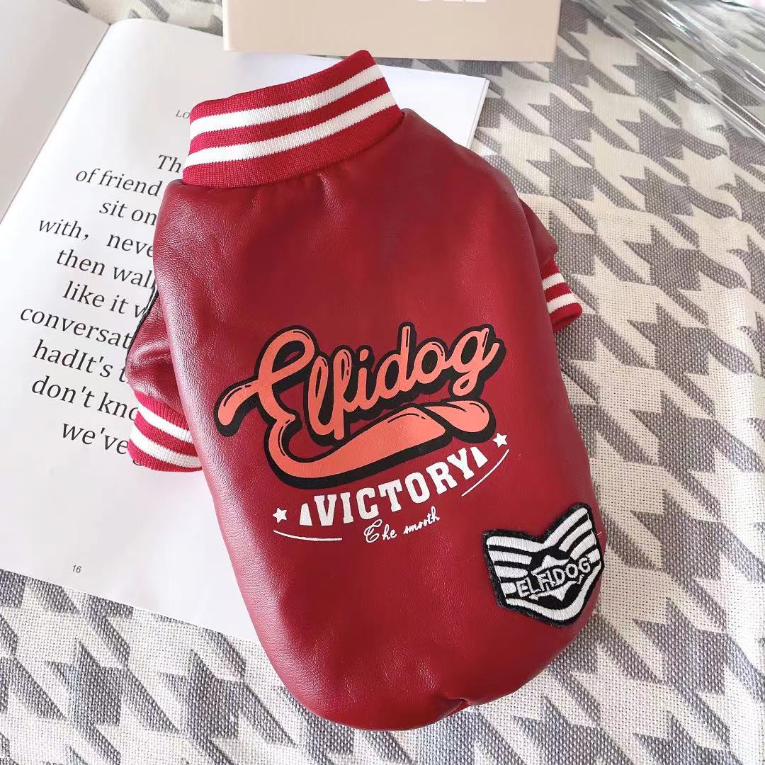 Small Dog Cotton-Padded Leather Clothes