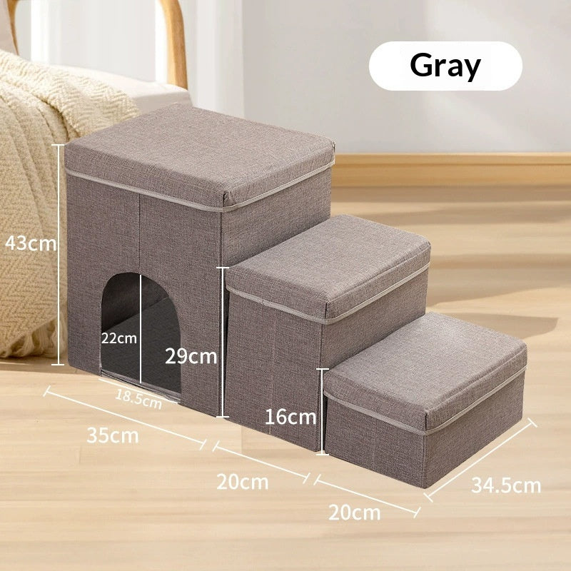 Three-Step Foldable Thickened Non-Slip Pet Stairs for Dogs
