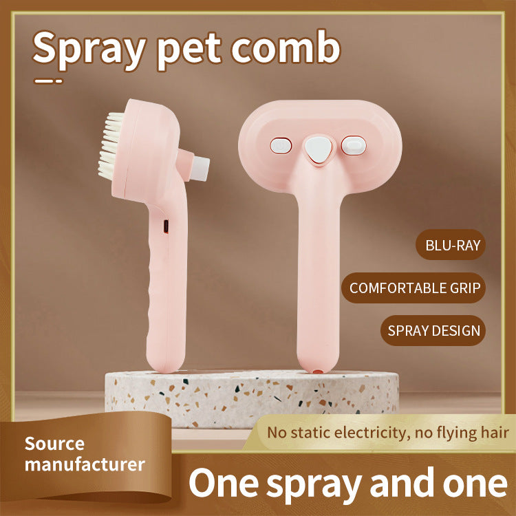Pet Blue Light Sterilization Press Spray Comb Anti-Fly Hair Comb