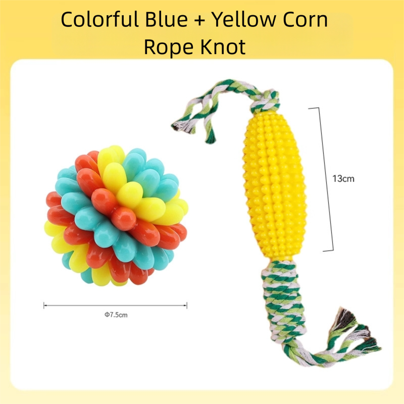 Pet Colorful Teething Toy Balls, Teething And Cleaning Teeth, Durable Rubber Elastic Dog Toys, Energy-Consuming Dog Toys