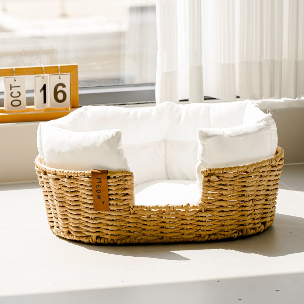 Hand-Woven Warm Universal Rattan Basket Pet Nest