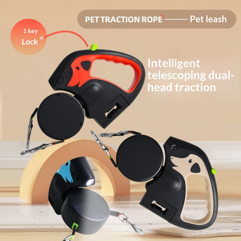 Dog Double Leash With Automatic Retraction