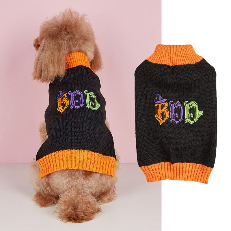 Thanksgiving Lapel Retro Plaid Pet Sweater