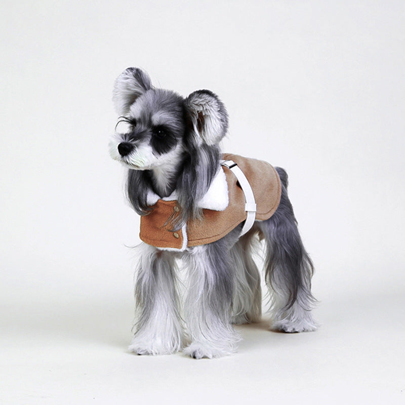 Warm Plush British-Style Dog Cloak Coat