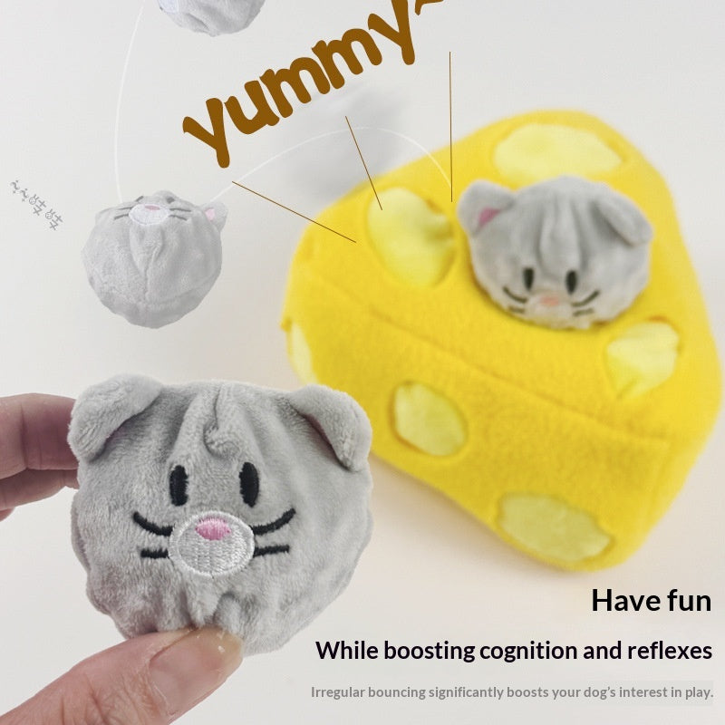 Cheese-Flavored Treat-Hiding Mouse Tpr Ball Interactive Chew Toy With Crinkle Sound