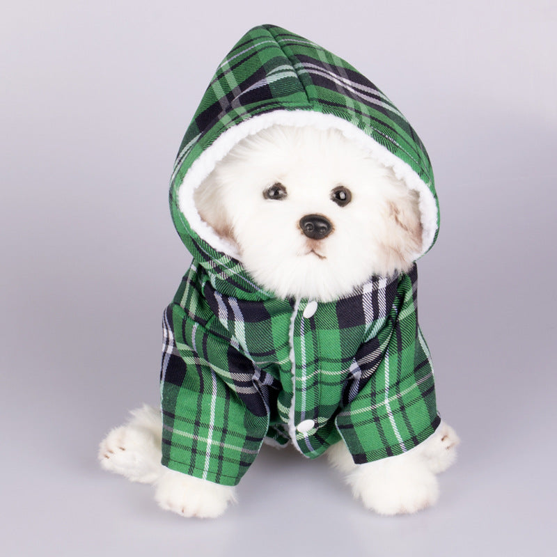 Plaid Hooded Dog Sweater