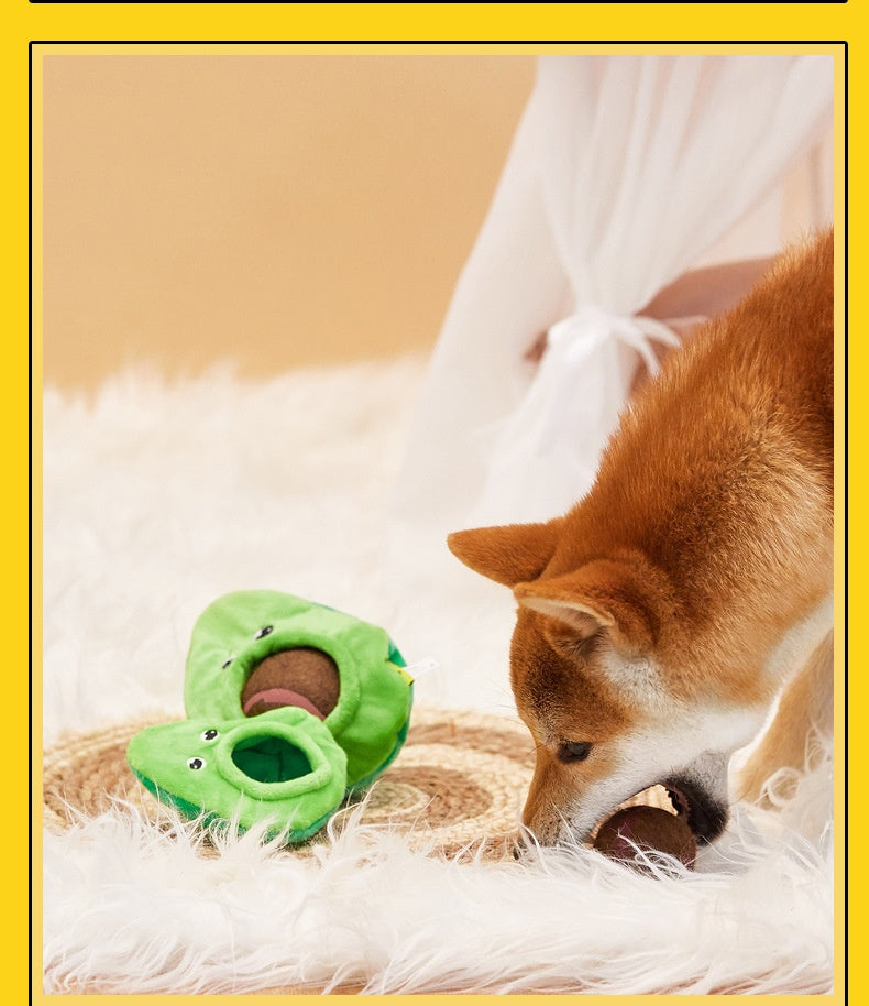 Pet Dog Toy Dig Out Elastic Ball Loud Paper Sound Avocado Watermelon Banana