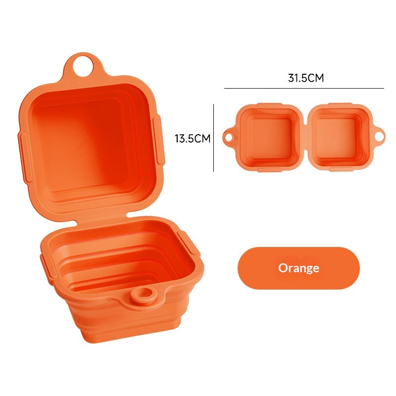 Portable Double Dog Bowl For Outdoor Use