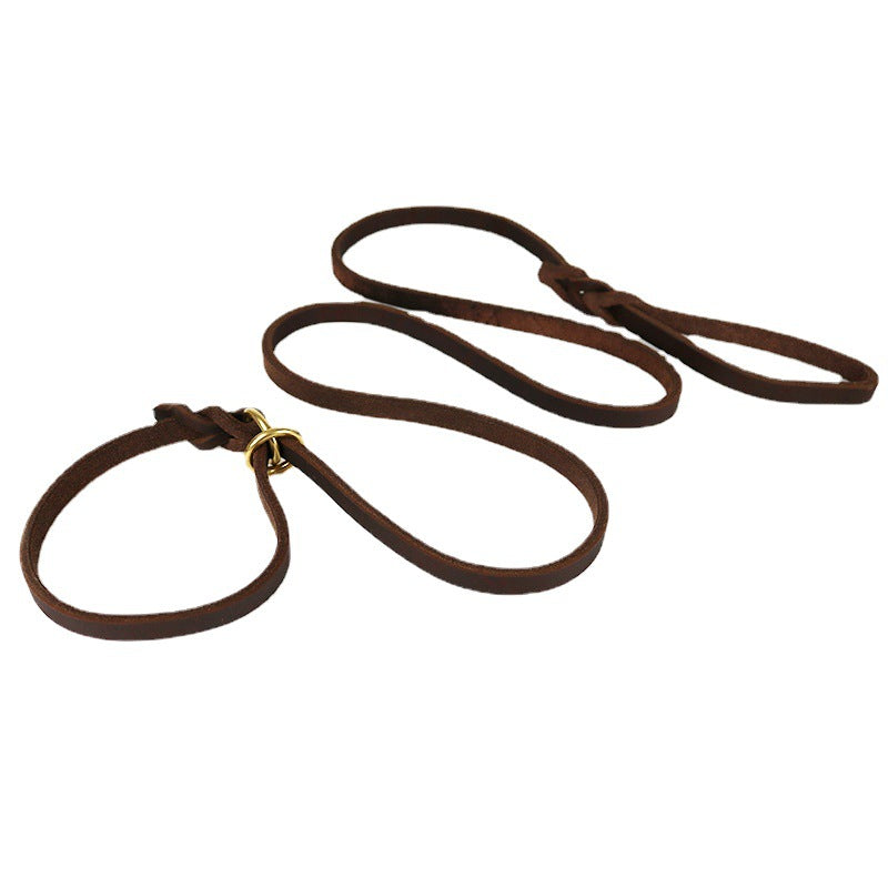 Pet Integrated Leather Hand Holding Rope Training Pet Leash