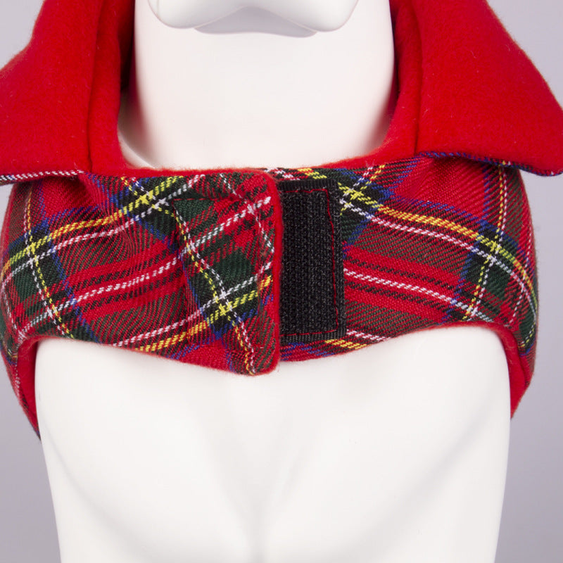 Warm Red Plaid Thickened Dog Vest