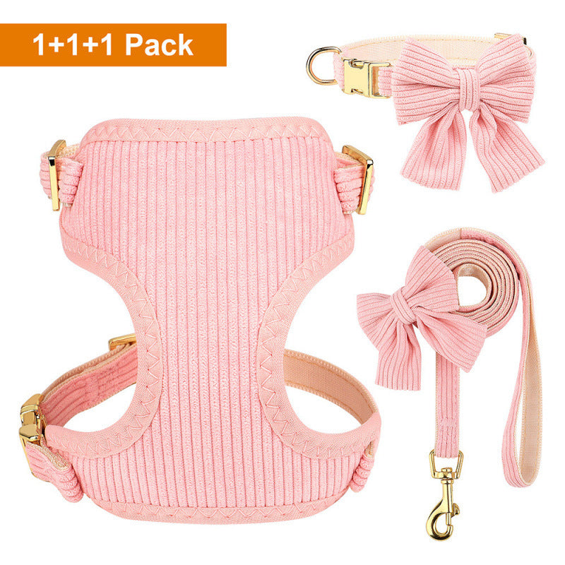 Solid Color Pet Vest Harness With Bow