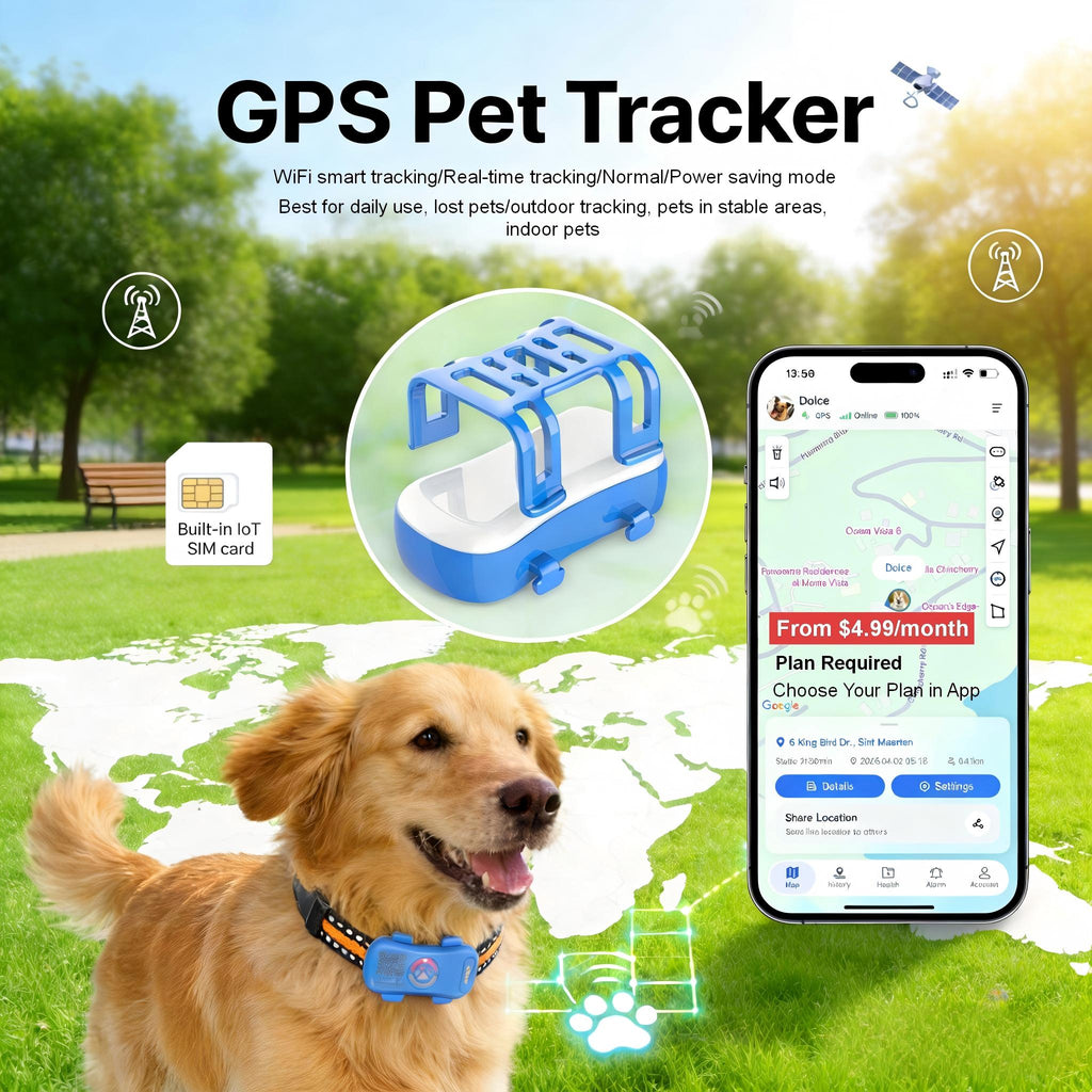 Dog Gps Tracker Real Time, Anti-Lost Pet Tracker With Geofence, Flash Light And Sound Alarm, Unlimited Distance Tracking, Fits Most Pet Coll